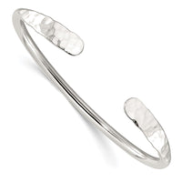 Load image into Gallery viewer, Sterling Silver Polished with Hammered Ends Cuff Bangle
