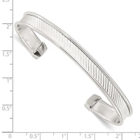 Load image into Gallery viewer, Sterling Silver Polished Textured Cuff Bangle Bracelet
