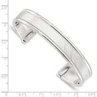 Load image into Gallery viewer, Sterling Silver Polished Textured Cuff Bangle Bracelet
