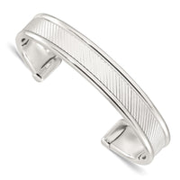 Load image into Gallery viewer, Sterling Silver Polished Textured Cuff Bangle Bracelet
