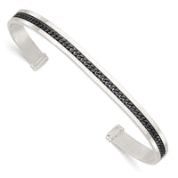 Load image into Gallery viewer, Sterling Silver with Black Rhodium Inlay Cuff Bangle
