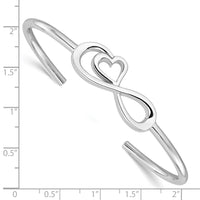 Load image into Gallery viewer, Sterling Silver Rhodium-plated Heart Infinity Symbol Cuff Bangle

