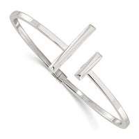 Load image into Gallery viewer, Sterling Silver Polished Bars Hinged Cuff Bangle Bracelet
