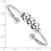 Load image into Gallery viewer, Sterling Silver Rhod-plated Polished Knot Beads Cuff Bangle
