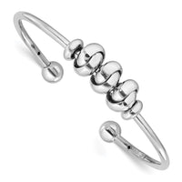 Load image into Gallery viewer, Sterling Silver Rhod-plated Polished Knot Beads Cuff Bangle
