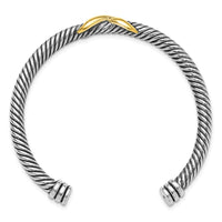 Load image into Gallery viewer, Sterling Silver Antiqued and Gold-tone Infinity Cuff Bangle
