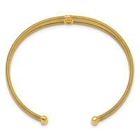 Load image into Gallery viewer, Sterling Silver Polished Gold-tone Textured CZ Two Band Cuff Bracelet
