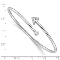 Load image into Gallery viewer, Sterling Silver Rhodium-plated CZ Arrow Flexible Cuff Bangle Bracelet
