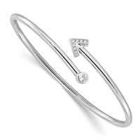 Load image into Gallery viewer, Sterling Silver Rhodium-plated CZ Arrow Flexible Cuff Bangle Bracelet
