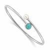 SS Rh-plated Amazonite and FWC Pearl Flexible Cuff Bangle Bracelet
