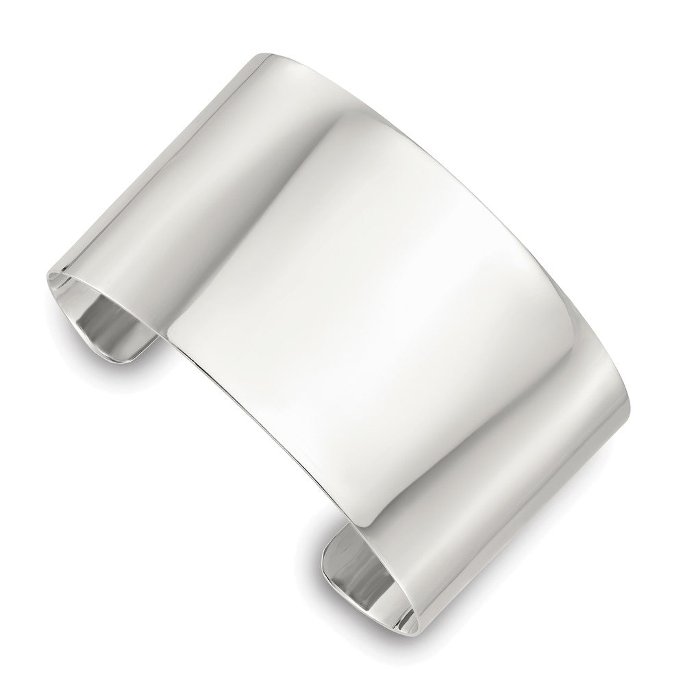 Sterling Silver Polished 40mm Flat Cuff Bangle