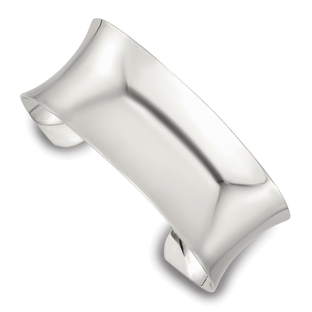 Sterling Silver Polished 25mm Concave Cuff Bangle
