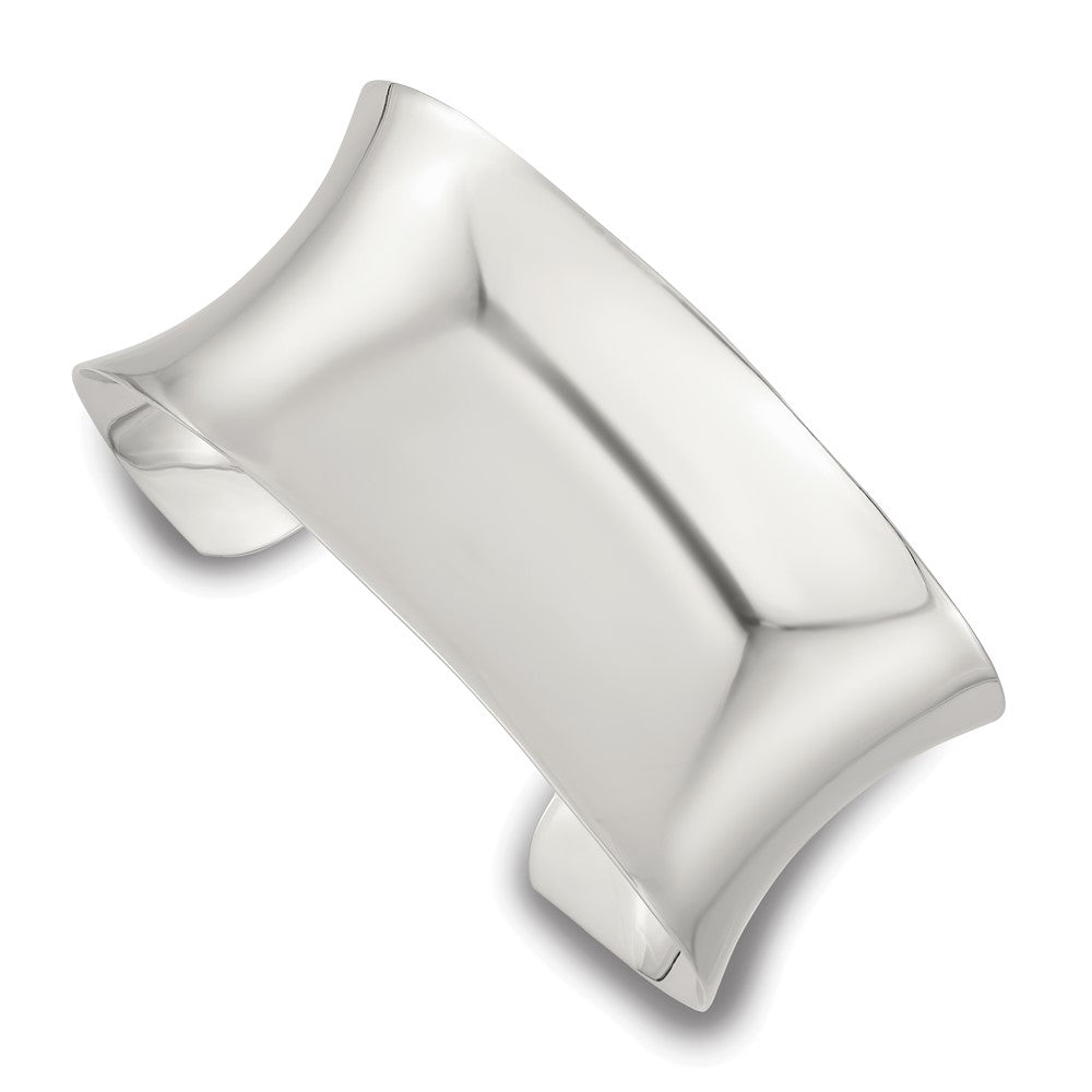 Sterling Silver Polished 30mm Concave Cuff Bangle