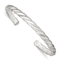 Load image into Gallery viewer, Sterling Silver Polished and Textured Twisted Cuff Bangle Bracelet
