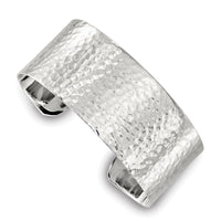 Load image into Gallery viewer, Sterling Silver Polished 25mm Flat Hammered Cuff Bangle
