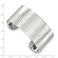 Load image into Gallery viewer, Sterling Silver Polished 30mm Flat Hammered Cuff Bangle
