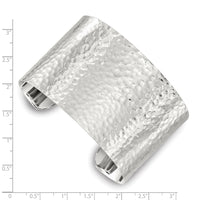 Load image into Gallery viewer, Sterling Silver Polished 40mm Flat Hammered Cuff Bangle
