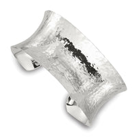 Load image into Gallery viewer, Sterling Silver Polished 30mm Concave Hammered Cuff Bangle
