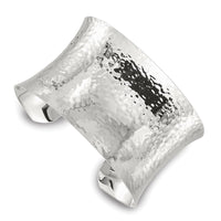 Load image into Gallery viewer, Sterling Silver Polished 40mm Concave Hammered Cuff Bangle
