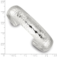 Load image into Gallery viewer, Sterling Silver Polished 15mm Domed Hammered Cuff Bangle
