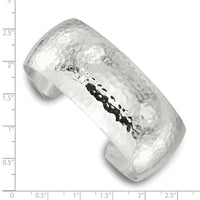 Load image into Gallery viewer, Sterling Silver Polished 25mm Domed Hammered Cuff Bangle
