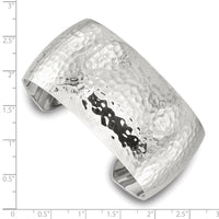 Load image into Gallery viewer, Sterling Silver Polished 30mm Domed Hammered Cuff Bangle
