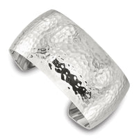 Load image into Gallery viewer, Sterling Silver Polished 30mm Domed Hammered Cuff Bangle
