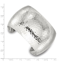 Load image into Gallery viewer, Sterling Silver Polished 40mm Domed Hammered Cuff Bangle
