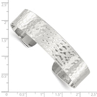 Load image into Gallery viewer, Sterling Silver Polished 15mm Flat Hammered Cuff Bangle
