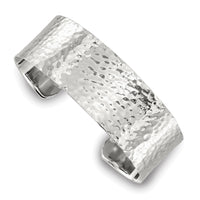 Load image into Gallery viewer, Sterling Silver Polished 20mm Flat Hammered Cuff Bangle
