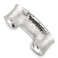 Load image into Gallery viewer, Sterling Silver Polished 20mm Concave Hammered Cuff Bangle
