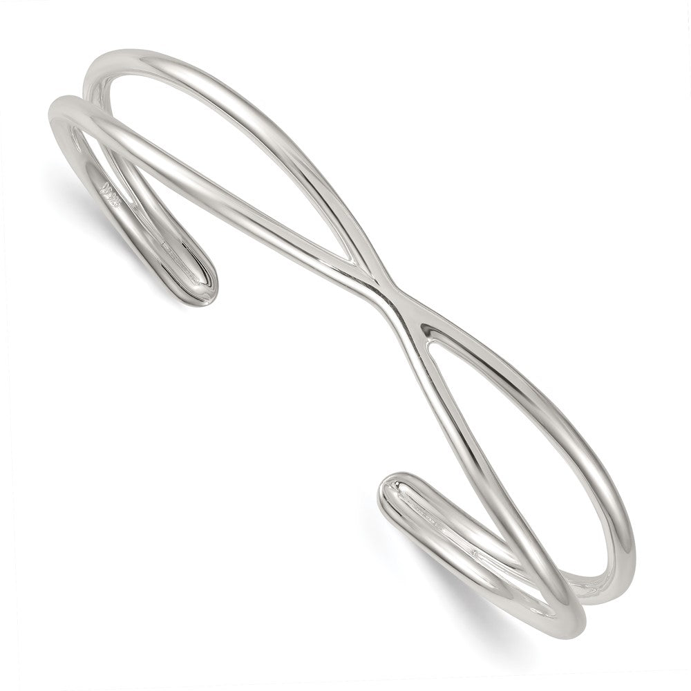 Sterling Silver Polished -X- Cuff Bangle