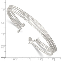 Load image into Gallery viewer, Sterling Silver Polished and Textured Triple Band Cuff Bangle Bracelet
