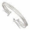 Sterling Silver Polished and Textured Triple Band Cuff Bangle Bracelet