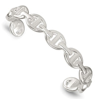 Load image into Gallery viewer, Sterling Silver Polished Anchor / Mariner Link Cuff Bangle

