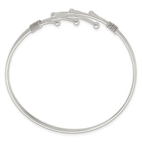 Load image into Gallery viewer, Sterling Silver Polished Twisted and Beaded Fancy Triple Band Cuff Bangle Bracelet

