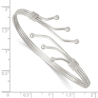 Load image into Gallery viewer, Sterling Silver Polished Twisted and Beaded Fancy Triple Band Cuff Bangle Bracelet
