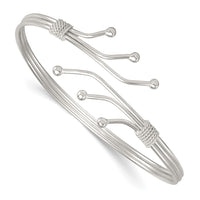Load image into Gallery viewer, Sterling Silver Polished Twisted and Beaded Fancy Triple Band Cuff Bangle Bracelet
