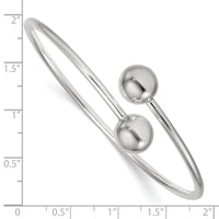 Load image into Gallery viewer, Sterling Silver Polished Ball Ends Flexible Cuff Bangle
