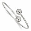 Sterling Silver Polished Ball Ends Flexible Cuff Bangle