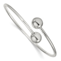 Load image into Gallery viewer, Sterling Silver Polished Ball Ends Flexible Cuff Bangle

