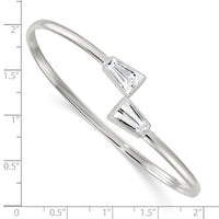 Load image into Gallery viewer, Sterling Silver Polished Tapered Baguette CZ Cuff Bangle
