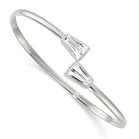 Load image into Gallery viewer, Sterling Silver Polished Tapered Baguette CZ Cuff Bangle
