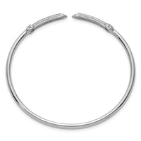 Load image into Gallery viewer, Sterling Silver Rhodium-plated Polished CZ Pointed Ends Flexible Cuff Bangle
