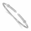 Sterling Silver Rhodium-plated Polished CZ Pointed Ends Flexible Cuff Bangle