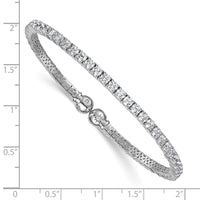 Load image into Gallery viewer, Sterling Silver Rhodium-plated Polished CZ Star Flexible Cuff Bangle Bracelet
