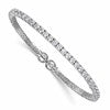 Sterling Silver Rhodium-plated Polished CZ Star Flexible Cuff Bangle Bracelet