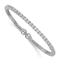 Load image into Gallery viewer, Sterling Silver Rhodium-plated Polished CZ Star Flexible Cuff Bangle Bracelet
