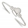 Sterling Silver Polished and Beaded Domed Heart Cuff Bangle