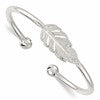 Sterling Silver Polished and Grooved Feather Cuff Bangle